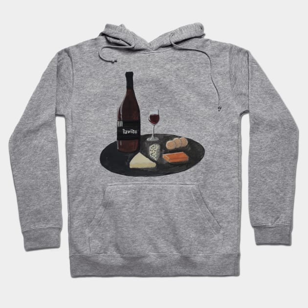 Cheese and Wine Hoodie by AlexandraRose